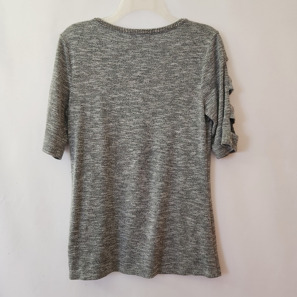 Jennifer Lopez Y2k Gray Studded V-Neck Tee with Cutouts womens size medi… - Picture 7 of 13